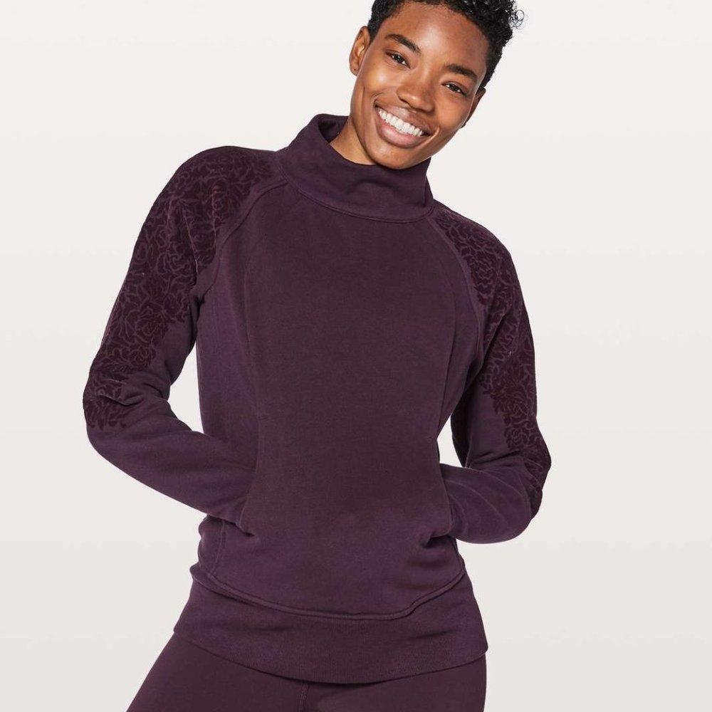 Lululemon Floral Flock Pullover Black Cherry Size 2